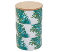 Maison by Premier Winter Palm Set Of Three Stackable Canisters Premier Housewares Multi One Size