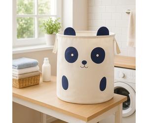 Orsina Panda Face Laundry Bag, Cotton Washing Sack with Carry Handles, Storage Bag for Laundry, Ideal For Toy Storage in White Orsina White