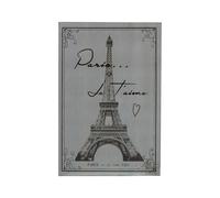 Orsina Paris Wall Plaque, Chic Wooden Sign With Vintage-Inspired “Paris" Typography, Rustic Finish Adds in Grey Orsina Grey