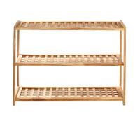 Premier Housewares 3-Tier Walnut Slatted Wooden Shoe Rack