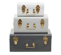 Orsina Parley Set Of Three Assorted Grey Storage Trunks