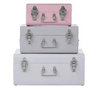 Orsina Parley Set Of Three Assorted Pink And Grey Storage Trunks