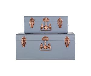 Orsina Parley Set Of Two Grey Storage Trunks