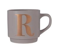 Orsina Pastel Pink Mug With Personalized R Letter Detail, Distinctive Decorative Mug, Gold R Etching Home Décor Piece in Grey Orsina Grey