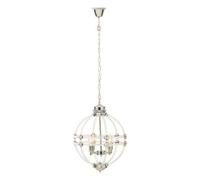 Orsina Pendant Light In Clear Acrylic And Chrome Finish, Globe-Shaped Traditional Chandelier With Round Cut Crystals