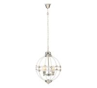 Orsina Pendant Light In Clear Acrylic & Chrome Finish, Globe-Shaped Traditional Chandelier With Round Cut Crystals in Silver Orsina Silver