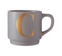 Orsina Personalized Grey C Letter Mug,porcelain Coffee Cup With Gold Letter Accent,perfect For Stylish Gifting
