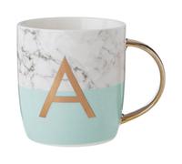 Personalized Pastel Green A Letter Monogram Mug, Stylish Coffee Mug For Kitchen, Durable Mug For Breakfast