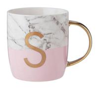 Orsina Personalized Pastel Pink S Letter Monogram Mug, Stylish Coffee Mug For Kitchen, Durable Mug For Breakfast