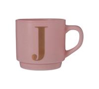 Orsina Personalized Pink J Letter Mug,luxe Porcelain Cup With Pastel Pink Base,dishwasher & Oven Safe Travel Mug