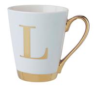 Orsina Personalized White Frosted Deco L Letter Monogram Mug, Stylish Mug For Kitchen, Durable Mug For Breakfast in Green Orsina Green