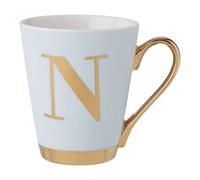 Personalized White Frosted Deco N Letter Monogram Mug, Stylish Mug For Kitchen, Durable Mug For Breakfast