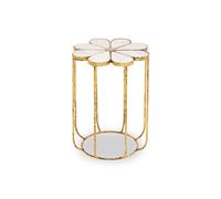 Orsina Petal Side Table With Marble Top, Gold Finish Bedside Table, Modern Nesting Table, Metallic Round Table Orsina Gold