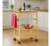 Premier Housewares Pinewood Kitchen Trolley w/ Granite Top, none