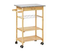 Premier Housewares Pinewood Kitchen Trolley w/ Granite Top, none