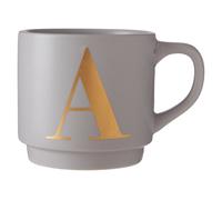 Orsina Pink A Letter Mug For Coffee, Ceramic Cup With Gold Letter Detail, Reusable Coffee Cup For Thoughtful Gifting in Grey Orsina Grey