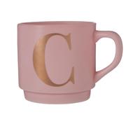 Orsina Pink C Letter Mug, High-Quality Porcelain Cup With Gold Etched “C" Letter, Perfect Gift For Coffee Lovers Orsina Pink