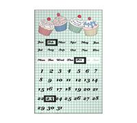 Orsina Pink Cupcake Magnetic Calendar, Sweet Cupcake Design With Interchangeable Date Tiles, Reusable Metal in Green Orsina Green