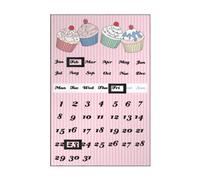 Orsina Pink Cupcake Magnetic Calendar, Sweet Cupcake Design With Interchangeable Date Tiles, Reusable Metal