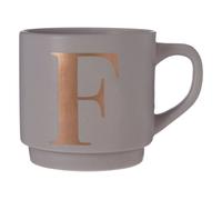 Orsina Pink F Letter Mug With Luxe Gold Detailing, Durable Mug With Comfortable Handle, Personalized Decorative Mug in Grey Orsina Grey