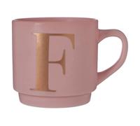 Orsina Pink F Letter Mug With Luxe Gold Detailing, Durable Mug With Comfortable Handle, Personalized Decorative Mug Orsina Pink
