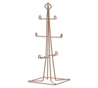 Orsina Pink Finish 6 Mug Tree, Stylish Wire Stand For Hanging Mugs With Durable Metal Frame, Soft Pink Coating