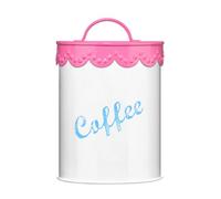 Pink Lace Coffee Canister, White/Pink