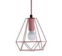 Premier Housewares Pastel Pink Metal Wire Pendant Light White Modern Ceiling Light Chandelier 16 x 16 x 115