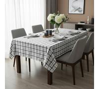 Orsina Pink & Poppy Striped Tablecloth, 100% Cotton Dining Table Cover, Highly Absorbent Cotton Tablecloth in Grey Orsina Grey