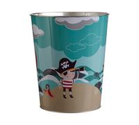 Orsina Pirate Waste Bin, Fun And Colourful Kids Bin With Pirate Theme, Lightweight And Durable Plastic Design