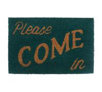 Please Come In Doormat, PVC Backed Coir, Green