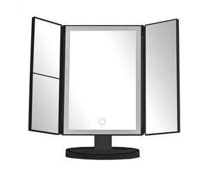 Orsina Portable Tri Fold Border Black Table Mirror, Tri Fold Design Table Mirror, Versatile Small Table Mirror