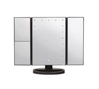 Orsina Portable Tri Fold Pink Led Table Mirror, Tri Fold Design Table Mirror, Versatile Small Mirrored Table In Black Black