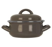 Porter Mini Casserole Dish with Lid, Wide Handles, Enamel, 0.5 litres - Grey
