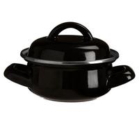 Porter Mini Casserole Dish with Lid, Wide Handles, Enamel, 0.4 litres - Black