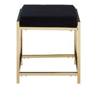 Orsina Powder Blue Velvet & Silver Stool, Square Padded Seat With Stainless Steel Base, Upholstered Stool in Black Orsina Black