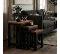 Orsina Practical Acacia Wood And Metal Nesting Tables, Versatile Metal Side Table, Durable Modern Bedside Table