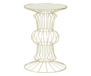 Orsina Practical Light Gold Finish Frame Table, Compact Side Table For Livingroom, Mirrored Top Small Lounge Table