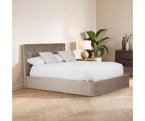 Orsina Practical Mink Velvet Kingsize Ottoman Bed, Elegant Velvet Bed For Bedroom, Compact Diamont Tufted Bed