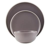 Orsina Premier Twelve Piece Brown Stoneware Dinner Set, Modern Dinnerware Sets For Dining, Mid Century Dining Set