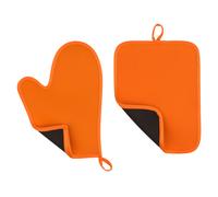Orsina Premium Hot Pink Oven Glove & Pot Holder Set, Flexible Oven Gloves For Oven, Heat Resistant Pot Holder Set in Orange Orsina Orange