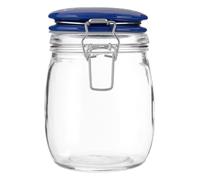Orsina Pretty Things Glass Jar 750ml, Clear Glass Storage Jar with Blue Ceramic Clip Top Lid Orsina Blue