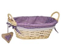 Orsina Purple Gingham Lining Oval Willow Basket Orsina Purple