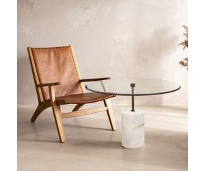 Orsina Rany Glass And White Marble Side Table