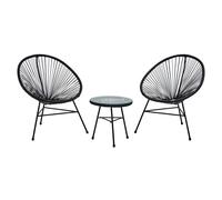 Orsina Rattan 3 Piece Patio Set, Weather Resistant in Black Orsina Black