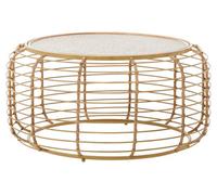 Orsina Rattan Round Coffee Table, Rustic Charm Coffee Table For Drawing Room Or Living Room, Rattan Coffee Table