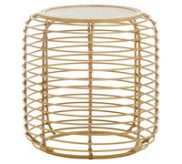 Orsina Rattan Round Side Table, Modern Meets Rustic Charm Side Table For Drawing Room, Living Room Rattan Table
