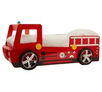 Orsina Realistic Kids Red Fire Engine Bed, Imaginative Toddler Bed For Kids, Firefighter Motifs Design Children Bed