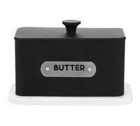 Orsina Rectangular Butter Dish, Metal Build Covered Butter Dish With Lid, Elegant Design Butter Dish For Kitchen in Black Orsina Black