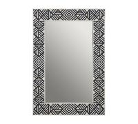 Orsina Rectangular Mother Of Pearl Wall Mirror, Handcrafted Black & White Chevron Mirror, Accent Wall Décor